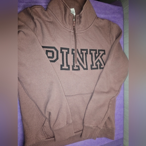 PINK Victoria's Secret Dusty Rose Half-Zip Sweatshirt - Picture 1 of 3